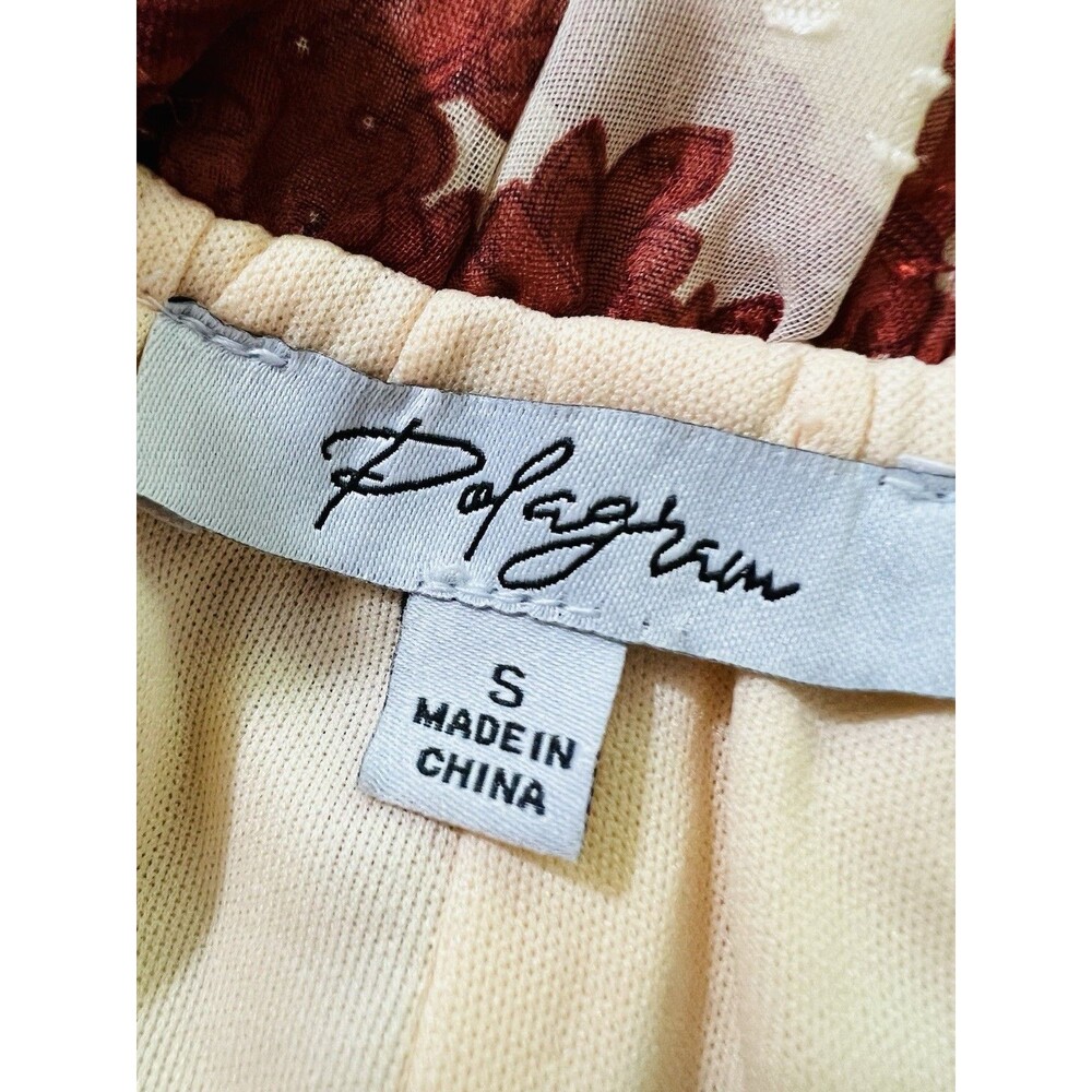 Polagram Cream & Red Big Rose Print Woven Flowy Maxi Dress Boho Prairie Small - Picture 10 of 12